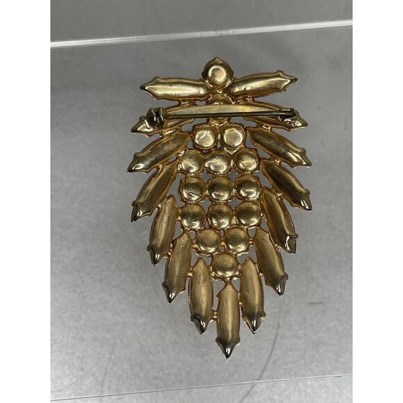 Vintage Topaz AB Rhinestone Large Brooch Root Beer Layered - Picture 2 of 5